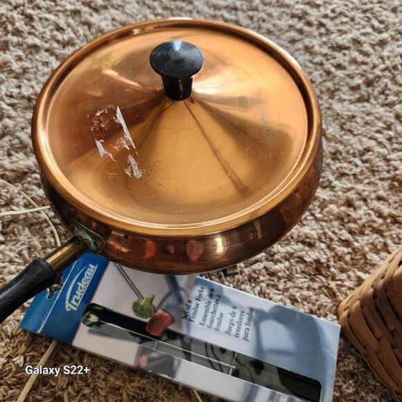 Vintage copper Fondue pot and set of forms   GY - Picture 1 of 8